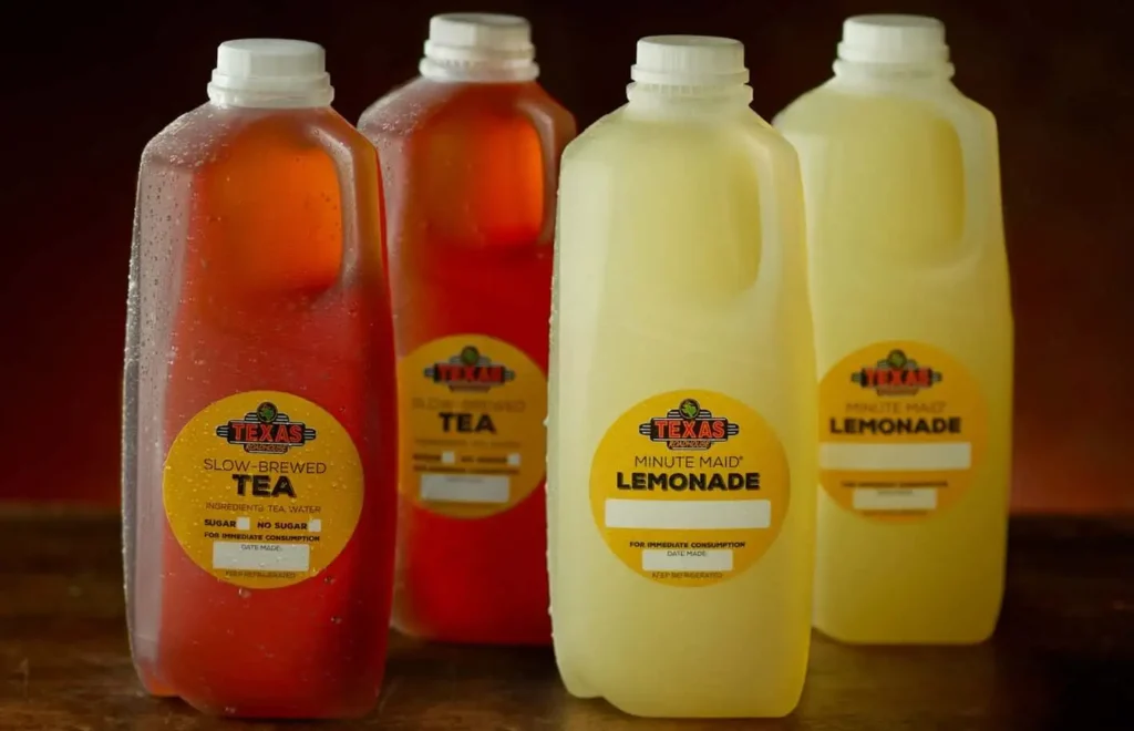 Texas Roadhouse Drinks Menu Prices and Calories 2025 15 Gallon of Iced Tea or Lemonade